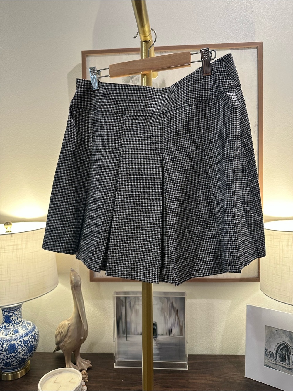 SO Black & White Mini Plaid Pleated Skirt